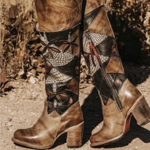 NWB Freebird By Steven Betty Patchwork Boots OTK